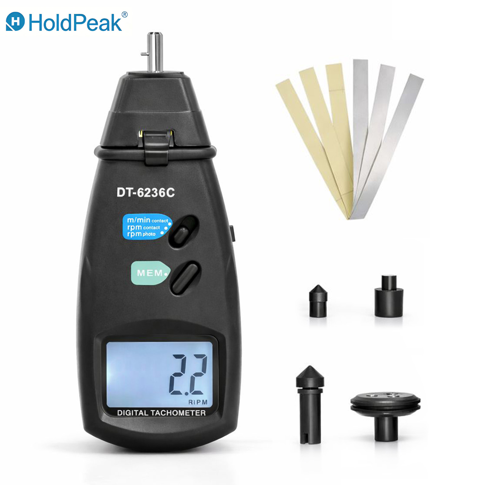 Industrial Laser Tachometer - HoldPeak Kontakt- & Laser-Tachometer 2,5-99999 U/min