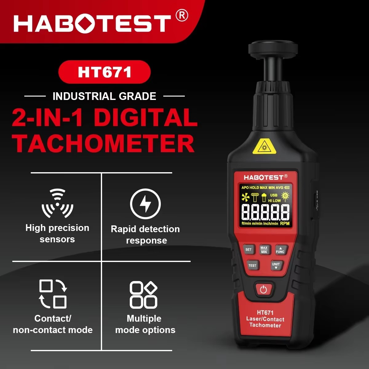 HABOTEST HT671 2-in-1 Digitale – Industrial Laser Tachometer Bewertung und Preis